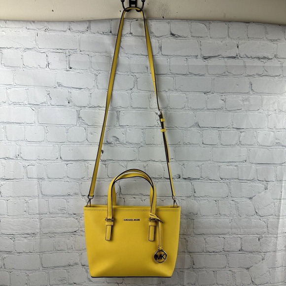 MICHAEL KORS JET SET‎ TRAVEL XS CARRYALL TOTE CONVERTIBLE SHOULDER BAG YELLOW - Picture 2 of 10